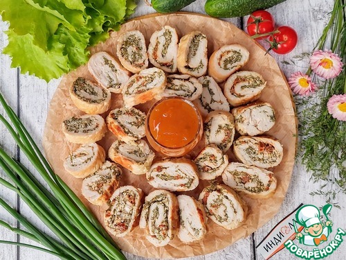 Рулетики из индейки с брынзой