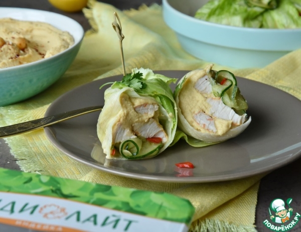Шаурма с индейкой в салате Айсберг