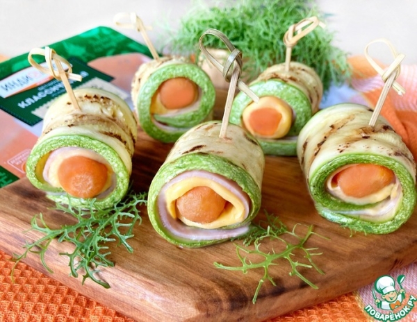 Закусочные рулеты из кабачков
