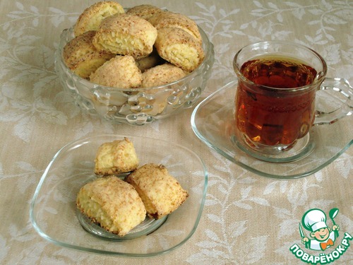 Творожное печенье с кокосовой стружкой Творожное печенье с кокосовой стружкой