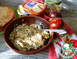 Блинчики с грибами и плавленым сыром