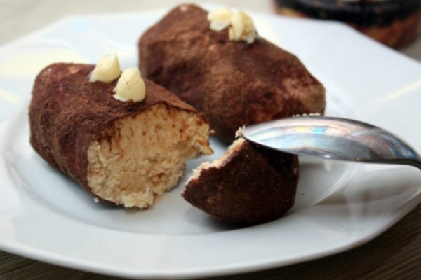 Шоколадно-творожное пирожное с протеином