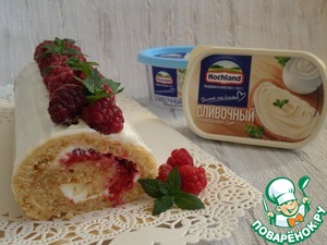 Медовый рулет с малиной