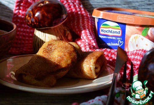 Блинчики с грибами и плавленым сыром