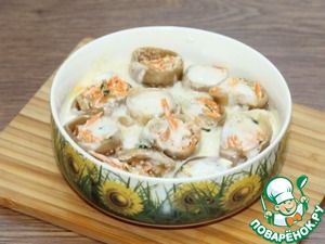 Баклажаны с творожным сыром под соусом Баклажаны с творожным сыром под соусом