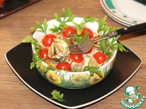 Баклажаны с творожным сыром под соусом Баклажаны с творожным сыром под соусом