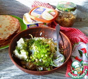 Блинчики с грибами и плавленым сыром