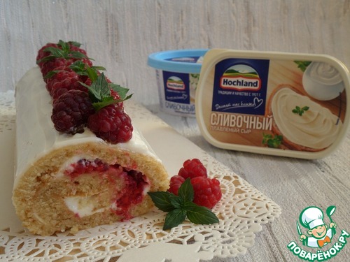 Медовый рулет с малиной