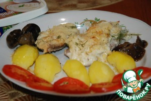 Язык в сырном соусе