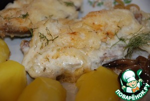 Язык в сырном соусе