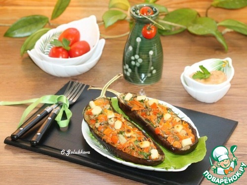 Лодочки из баклажана с творожным сыром Лодочки из баклажана с творожным сыром