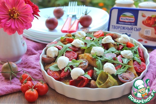 Салат из баклажанов, перца, томатов с творожным сыром Салат из баклажанов, перца, томатов с творожным сыром