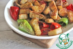 Салат из баклажанов, перца, томатов с творожным сыром Салат из баклажанов, перца, томатов с творожным сыром