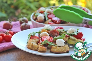 Салат из баклажанов, перца, томатов с творожным сыром Салат из баклажанов, перца, томатов с творожным сыром