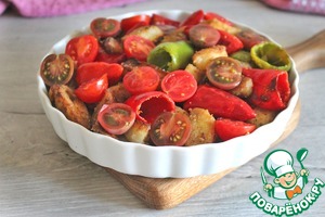 Салат из баклажанов, перца, томатов с творожным сыром Салат из баклажанов, перца, томатов с творожным сыром