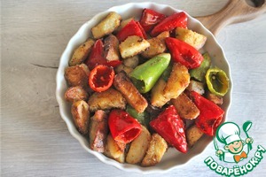 Салат из баклажанов, перца, томатов с творожным сыром Салат из баклажанов, перца, томатов с творожным сыром