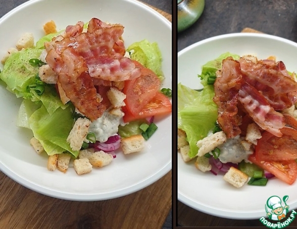 Салат с голубым сыром и беконом Салат с голубым сыром и беконом