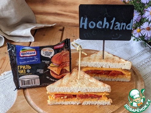 Сэндвич с сыром и запечёнными томатами