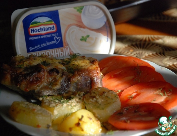 Запеченый картофель с сырными ребрышками