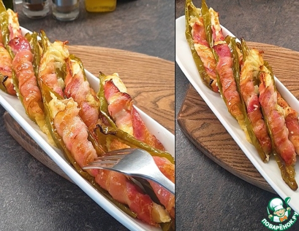 Зеленый острый перец с начинкой из сыра и бекона