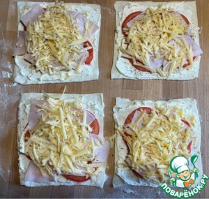 Конвертики с ветчиной из индейки и сыром Конвертики с ветчиной из индейки и сыром