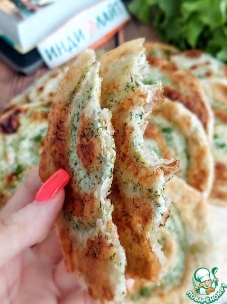 Слоеные лепешки с индейкой и сыром Слоеные лепешки с индейкой и сыром