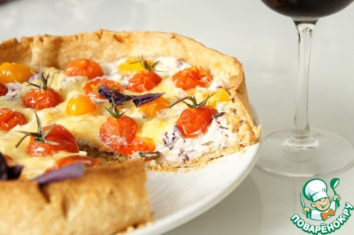 Киш с базиликом, томатами и сыром Киш с базиликом, томатами и сыром