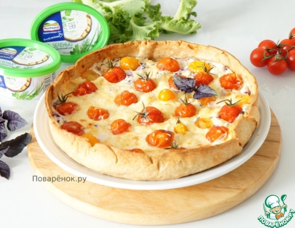 Киш с базиликом, томатами и сыром Киш с базиликом, томатами и сыром