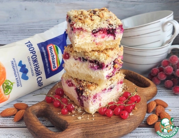 Песочный пирог с творожно-ягодной начинкой Песочный пирог с творожно-ягодной начинкой