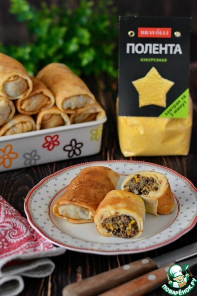 Блинчики, фаршированные лёгким и кукурузной полентой Блинчики, фаршированные лёгким и кукурузной полентой