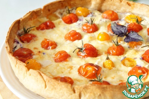 Киш с базиликом, томатами и сыром Киш с базиликом, томатами и сыром