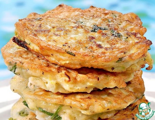 Хрустящие кабачковые оладушки с полентой Хрустящие кабачковые оладушки с полентой