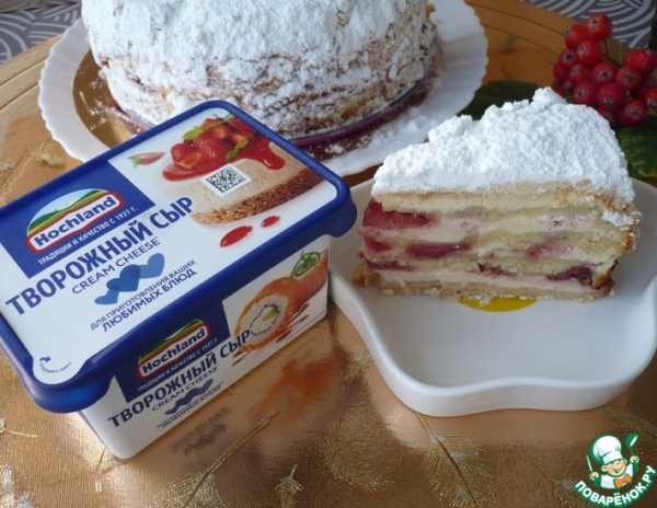 Пирог с творожным сыром и клубникой Пирог с творожным сыром и клубникой