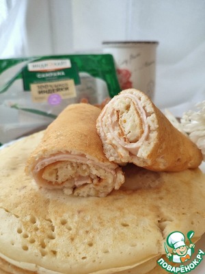 Толстые блины с ветчиной Толстые блины с ветчиной