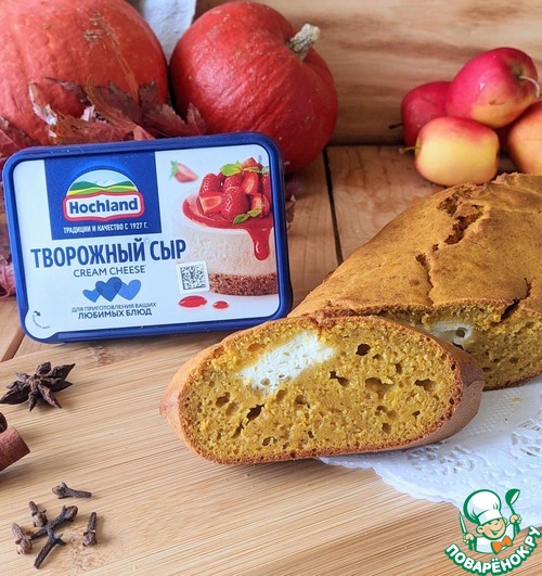 Пряный тыквенный кекс с творожным кремом Пряный тыквенный кекс с творожным кремом