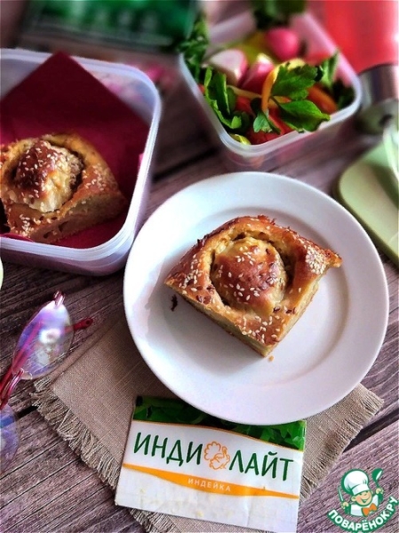 Заливной пирог с тефтелями из индейки Заливной пирог с тефтелями из индейки