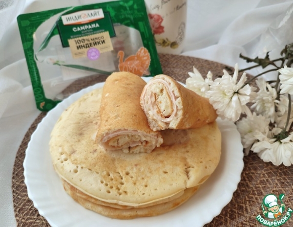 Толстые блины с ветчиной Толстые блины с ветчиной