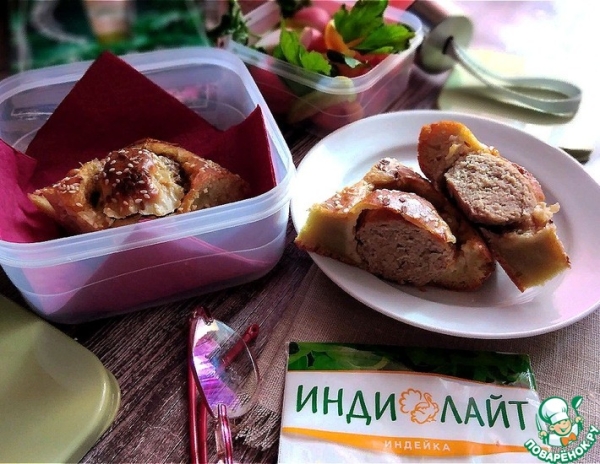 Заливной пирог с тефтелями из индейки Заливной пирог с тефтелями из индейки