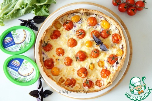 Киш с базиликом, томатами и сыром Киш с базиликом, томатами и сыром