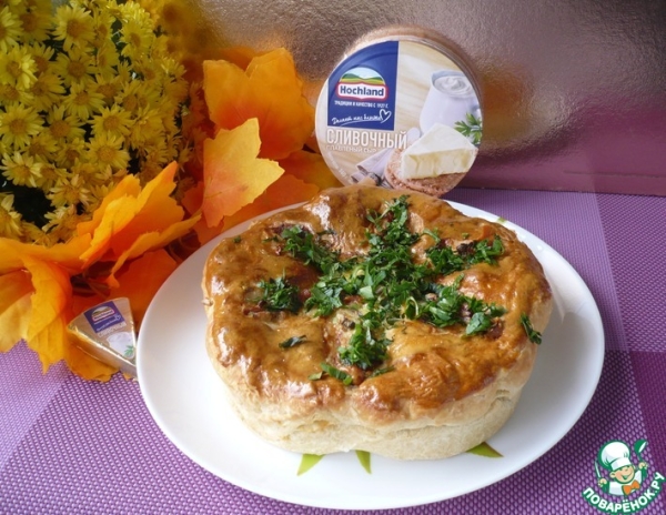 Слоеный пирог с плавленым сыром Слоеный пирог с плавленым сыром