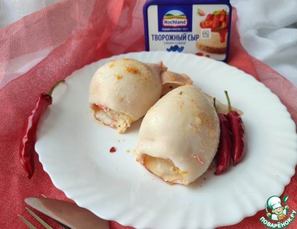 Фаршированный кальмар с творожным сыром Фаршированный кальмар с творожным сыром