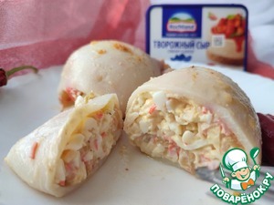 Фаршированный кальмар с творожным сыром Фаршированный кальмар с творожным сыром