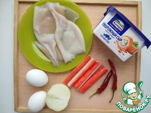 Фаршированный кальмар с творожным сыром Фаршированный кальмар с творожным сыром