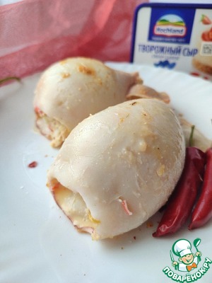 Фаршированный кальмар с творожным сыром Фаршированный кальмар с творожным сыром