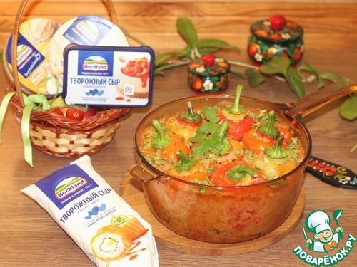 Фаршированный перец, запеченный в творожном соусе Фаршированный перец, запеченный в творожном соусе