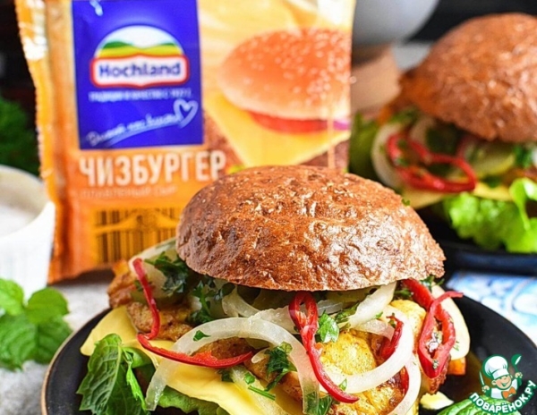 Фишбургер с рыбой тандури