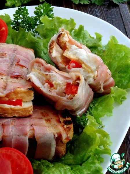 Горячий бутерброд в беконе Горячий бутерброд в беконе