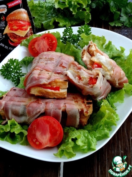 Горячий бутерброд в беконе Горячий бутерброд в беконе