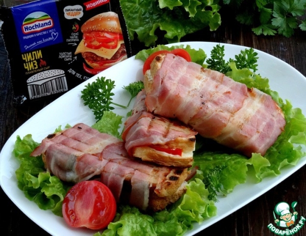 Горячий бутерброд в беконе Горячий бутерброд в беконе