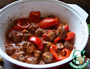 Говядина с овощами и чечевично-злаковой полентой